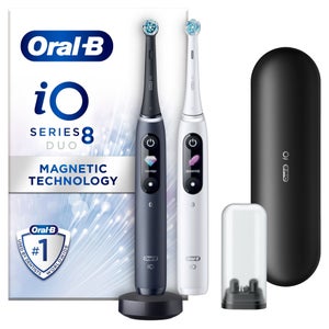 Oral-B iO8 Duo Pack of Two Electric Toothbrushes, White & Black