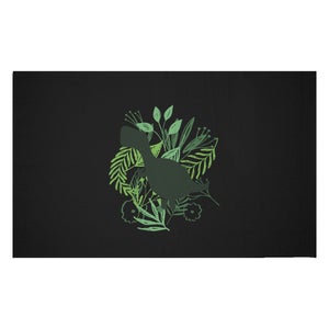 Decorsome T-Rex Silhouette Foliage Woven Rug