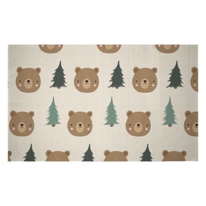 Decorsome Bear And Forest Pattern Woven Rug