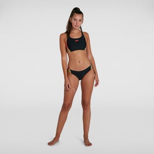 Bikini con estampados laterales para mujer, negro