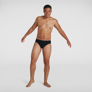 Bañador tipo slip para hombre con contraste y logotipo Boom de 7 cm, negro