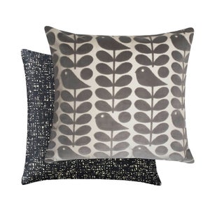 Orla Kiely Early Bird Velvet Cushion - Grey