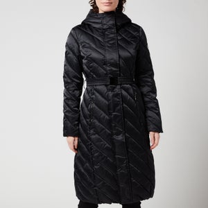 Emporio Armani EA7 Women's Mountain Eco Caban Extra Long Shiny Coat - Black