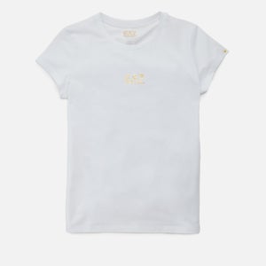 Emporio Armani EA7 Girls' Sporty Shiny Logo T-Shirt - White