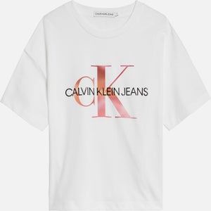 Calvin Klein Girls' Distorted Monogram T-Shirt - Bright White