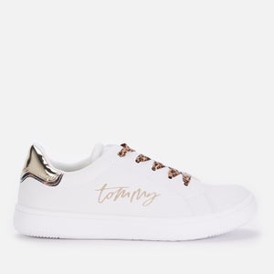 Tommy Hilfiger Girls' Low Cut Lace-Up Sneaker White/Platinum White/Platinum