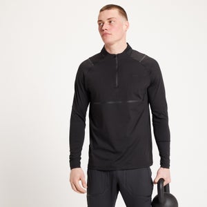 Riboto leidimo MP vyriški Tempo Ultra marškinėliai su 1/4 užtrauktuku - juoda