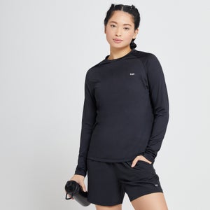  MP moteriški „Run Life“ treniruočių marškinėliai ilgomis rankovėmis – Juoda / balta