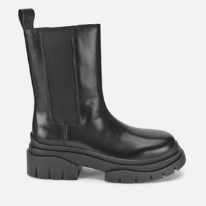 Ash Women's Storm Leather Mid Calf Chelsea Boots - Black/Black
