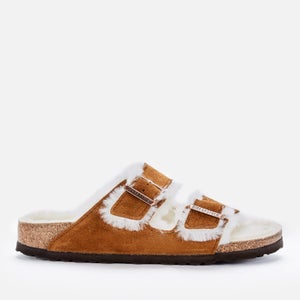Birkenstock Women's Arizona Slim Fit Shearling Double Strap Sandals - Mink