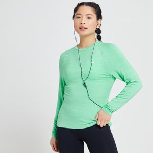 T-shirt d’entraînement à manches longues MP Performance pour femmes – Vert glacé chiné tacheté de blanc 