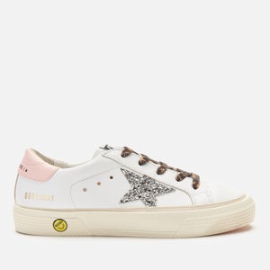Golden Goose Deluxe Brand Kids' Leather Upper And Heel Glitter Star Trainers - White/Silver/Rose Quartz