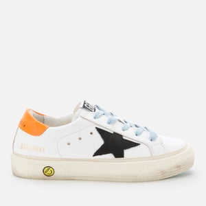 Golden Goose Deluxe Brand Kids' Leather Upper Star And Heel Trainers - White/Black/Fluo Orange