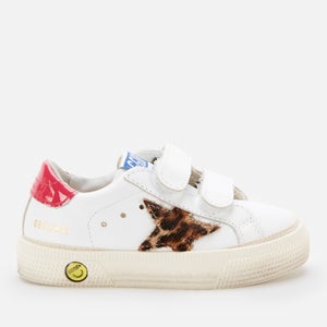 Golden Goose Deluxe Brand Toddlers' Leather Upper And Stripes Leopard Horsy Trainers - White/Beige Brown Leo/Fuxia