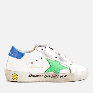 Golden Goose Deluxe Brand Toddlers' Leather Upper Stripes Star And Heel Signature Foxing Trainers - White/Fluo Green/Blue