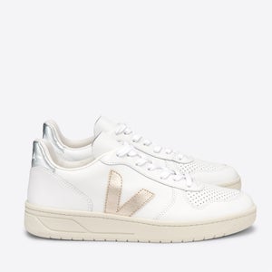 Veja Women's V10 Leather Trainers - Extra White/Platine/Silver