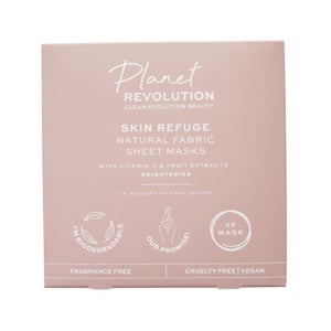 Revolution Beauty Planet Revolution Skin Refuge Brightening Biodegradable Vitamin C Fabric Sheet Masks 5 Pk
