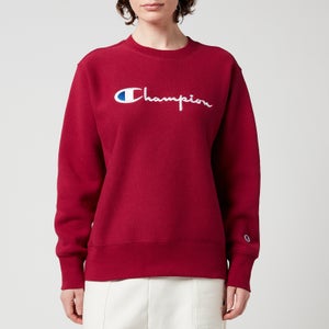 Champion Women's Large Logo Crewneck Sweatshirt - Burgundy