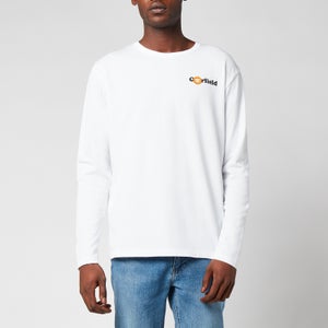 Wood Wood X Garfield Men's Mel Back Logo Long Sleeve T-Shirt - White