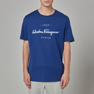 Salvatore Ferragamo Men's 1927 Logo T-Shirt - Pacific Ocean Blue/Flower
