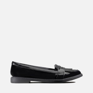 Clarks Youth Scala Bright School Shoes - Black Leather