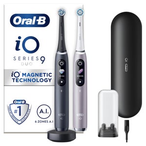 Oral-B iO9 Duo Pack of Two Electric Toothbrushes, Black Lava & Rose Quartz