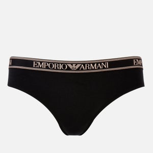 Emporio Armani Women's Iconic Logoband 2 Pack Brief - Black