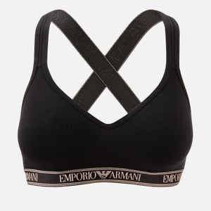 Emporio Armani Women's Iconic Logo Padded Bralette - Black