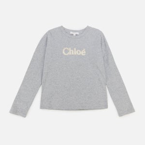 Chloé Girls Long Sleeve Logo T-Shirt - Grey Marl Medium