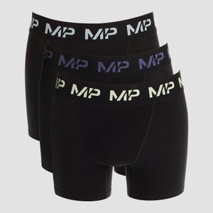 Pánske boxerky MP s farebným logom (balenie 3 ks) - čierne/zelené/oceľové modré/svetlomodré