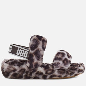 UGG Women's Oh Yeah Panther Print Sheepskin Slippers - Stormy Grey