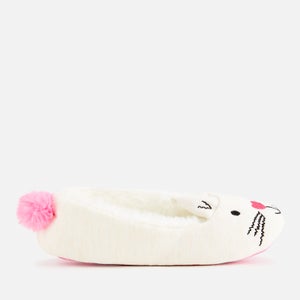 Joules Girls' Cat Slippers - Cream