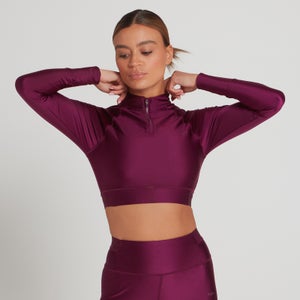 Riboto leidimo MP moteriški trumpi „Engage“ ilgarankoviai marškinėliai su 1/4 užtrauktuku – Sodri purpurinė