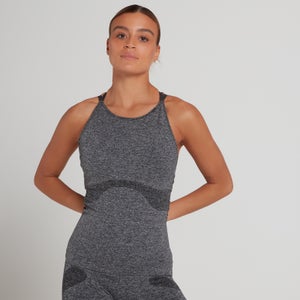 MP Ženska brezšivna daljša majica za dinamično vadbo – sprano črna