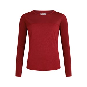 Women's Voyager Tech Tee Long Sleeve Crew -Red