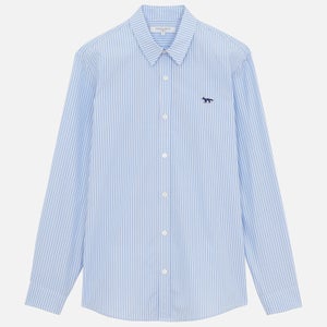 Maison Kitsuné Men's Navy Fox Patch Classic Shirt - Light Blue Stripes