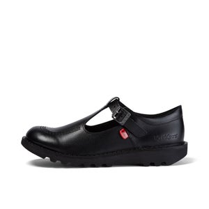 Kickers Youth Kick T Bar Leather Shoes - Black