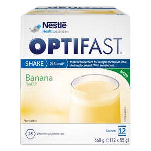 OPTIFAST Shakes - Banana - 1 Month Supply - 3 Boxes (36 Sachets)