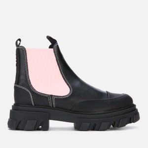 Ganni Women's Leather Chelsea Boots - Black/Pink