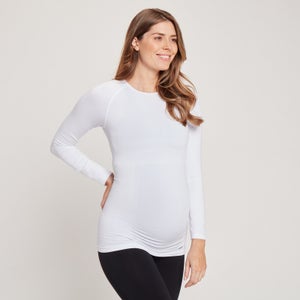 MP ženska nosečniška brezšivna majica z dolgimi rokavi - bela