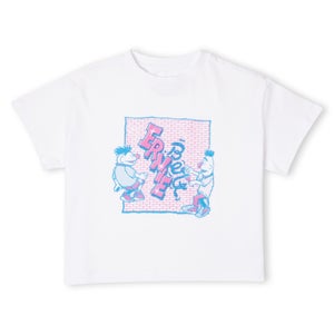 Sesame Street Bert And Ernie Graffiti Women's Cropped T-Shirt - White