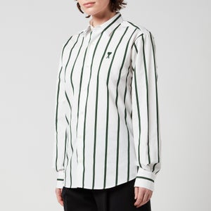 AMI Women's De Coeur Oversized Striped Shirt - White/Green