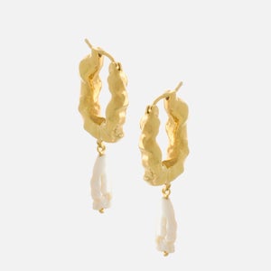 Joanna Laura Constantine Women's Waves Hoops With Pearl Drops - Gold