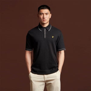 Knitted Branded Polo - True Black Marl