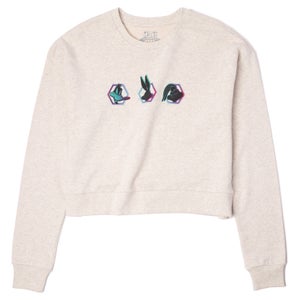 Space Jam Characters Women's Cropped Sweatshirt - Ecru Marl
