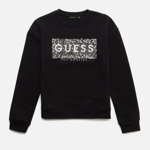 Guess Girls' Crystal Logo Active Sweatshirt - Jet Black
