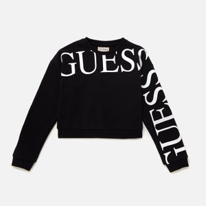 Guess Girls' Cropped Logo Active Sweatshirt - Jet Black