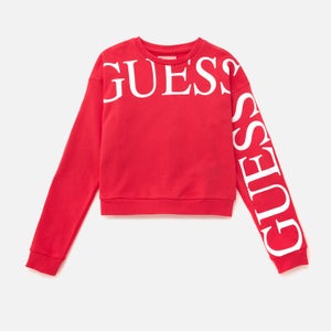 Guess Girls' Cropped Logo Active Sweatshirt - Punk Rocker Pink