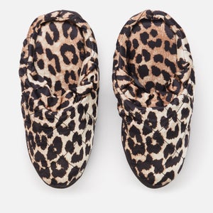 Ganni Women's Quilted Indoor Ruffle Slippers - Leopard