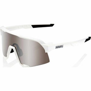 100% S3 Sunglasses with HiPER Silver Mirror Lens - Matte White